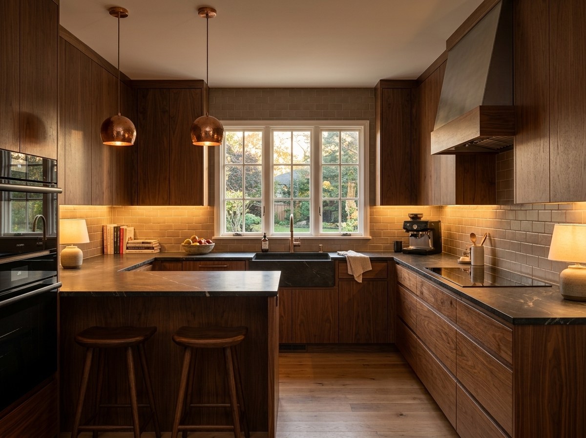 Warm Walnut Kitchen — Walnut veneer